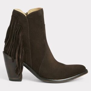 Lucchese Dark Brown Fringe Ankle Booties